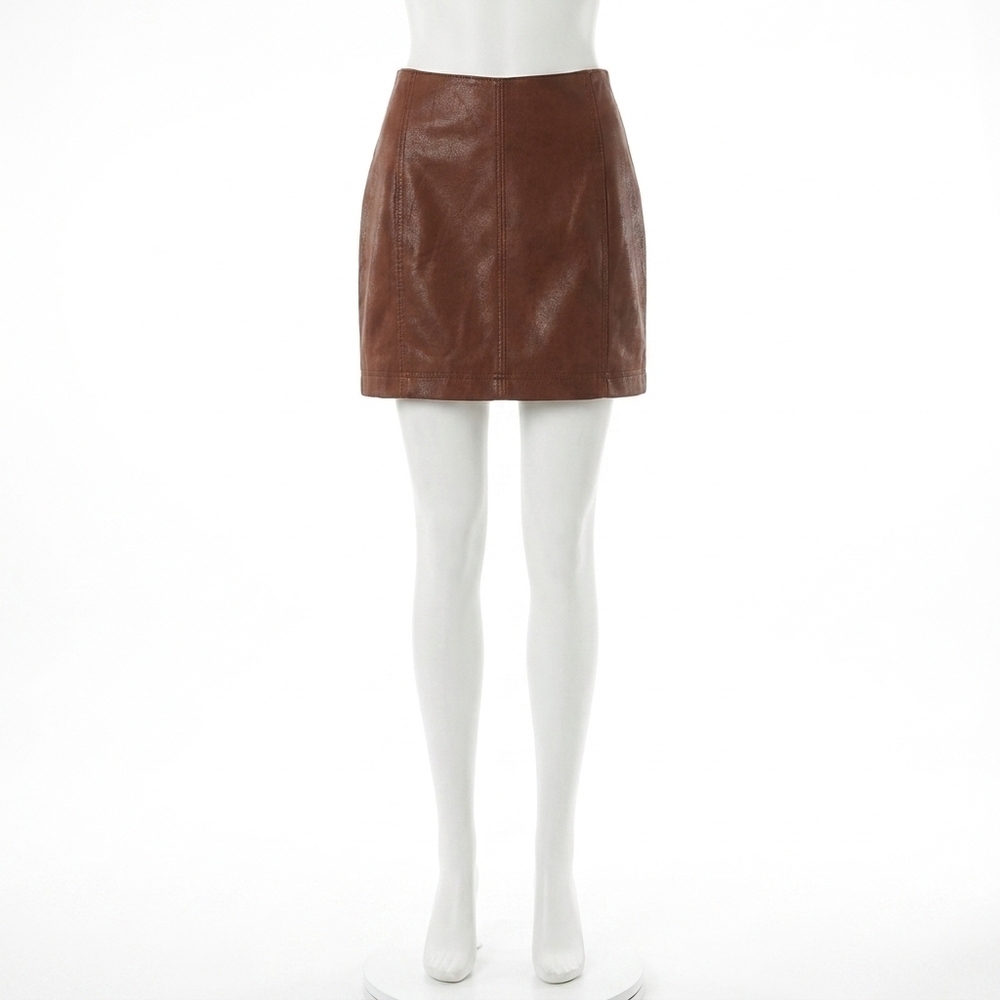 NEW FREE PEOPLE modern femme vegan suede skirt in gingerbread